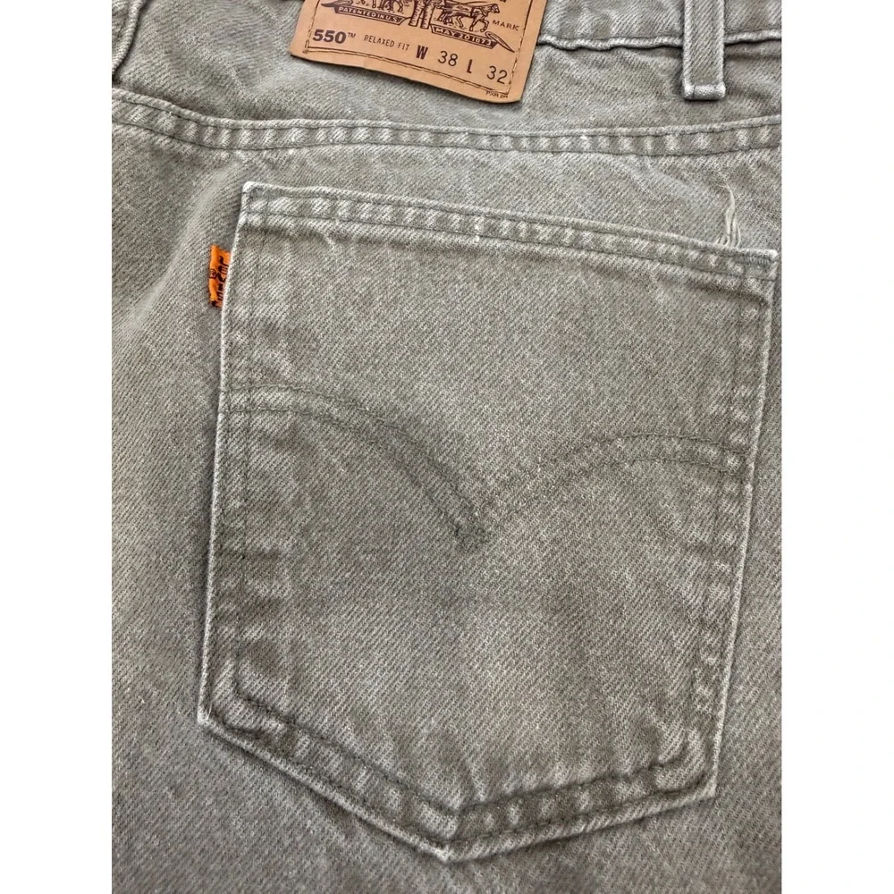 Vintage Levis‎ 550 Relaxed Fit Jeans Mens 38x32 Olive Brown Faded Denim USA 1997